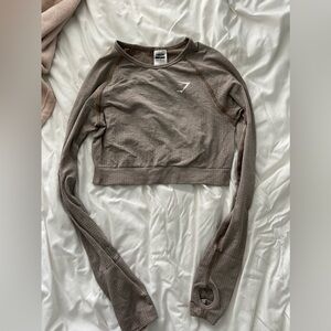 Gymshark Vital Seamless 2.0 Long Sleeve Crop Top Tan
